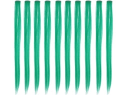 10 Peças De Extensões De Cabelo Com Glitter Verde Em Presilhas De Seda Resistentes A Altas Temperaturas.
