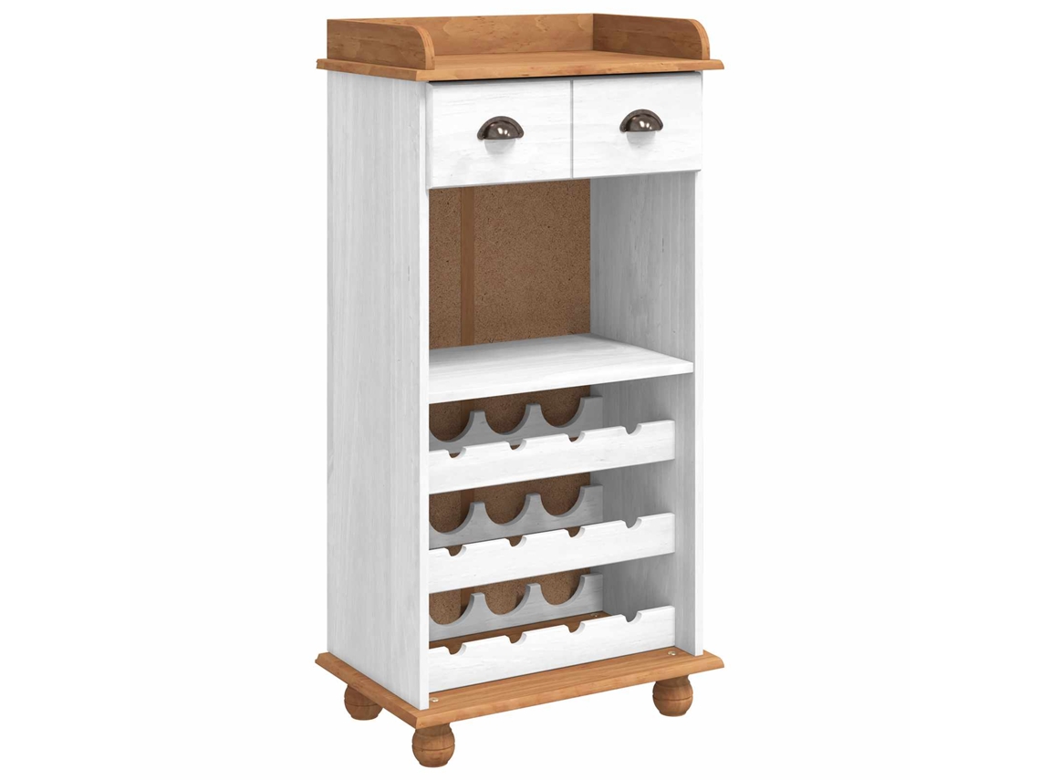 Vidaxl Armário De Vinho Askim Branco Com Topo De Mel 57 X 37 X 114 Cm