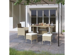 Vidaxl 4 Pcs Conjunto De Cadeiras E Bancos De Jardim Vime Pe Bege