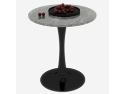 Mesa De Café Preta De 27,6 Polegadas Com Topo Redondo De Mármore Para 2 A 4 Pessoas,perfeita Para Espaços Modernos E Elegantes