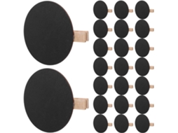 Conjunto de 50 Mini Quadros Negros Redondos Madeira Healeved com Clips, Superfície Apagável e Reutilizável, Pr