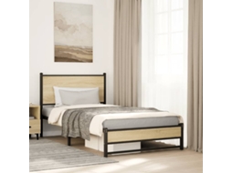 Estrutura De Cama Sem Colchão 100x190 Cm Metal Carvalho Sonoma