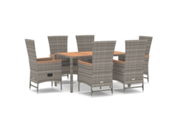 Maison Exclusive - 7 Pcs Conjunto De Jantar P/ Jardim C/ Almofadões Vime Pe Cinza