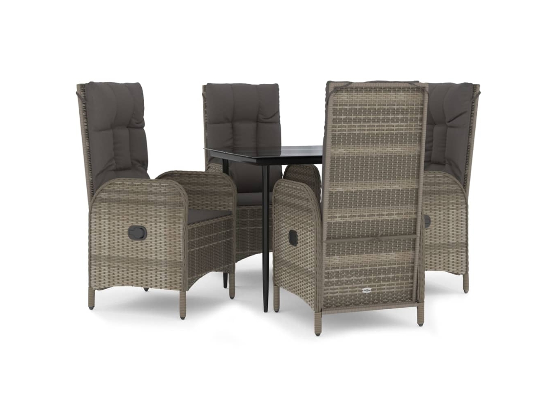Garden Dining Set, Garden Dining Sets Vidaxl Cinzeto Rattan / Vime (mesa Com 80 Cm De Comprimento)