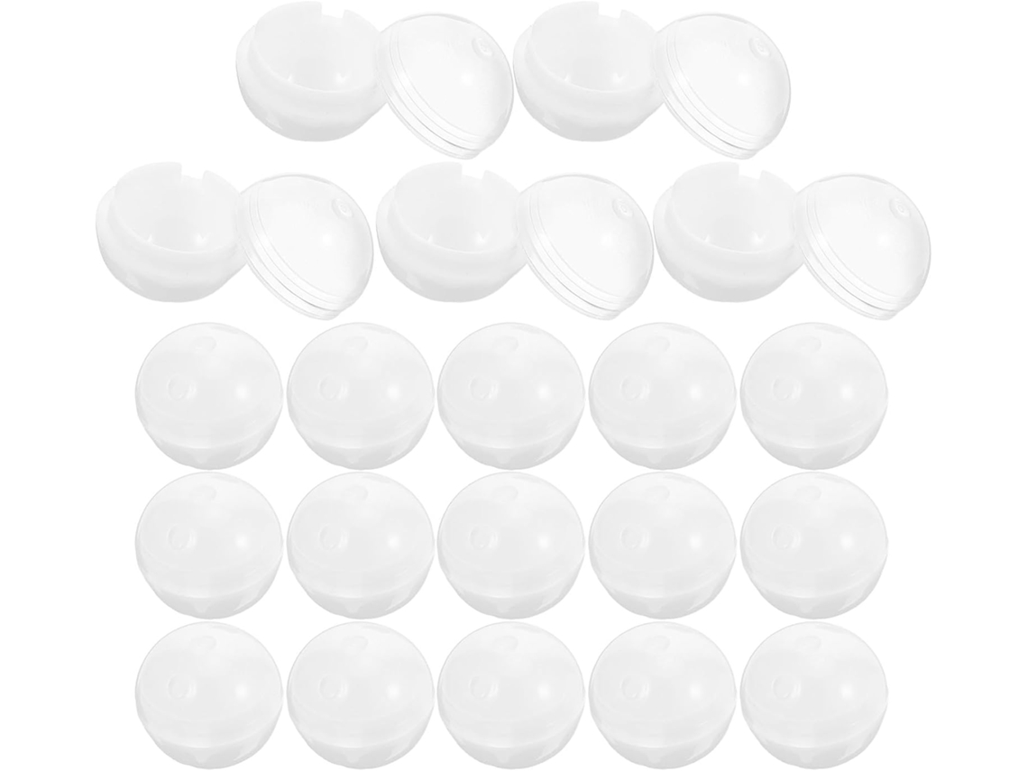20 Cápsulas Redondas De Plástico Transparente Branco, Vazias.