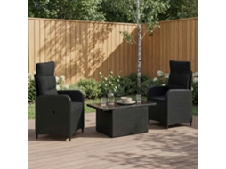 Vidaxl Conjunto De Jantar Para Exterior 3 Unid. Preto Vime Pe
