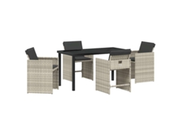 Conjunto de Jantar para Jardim 5 Pcs - Móveis de Jardim para Refeição Cinzento claro Vime Pe HARLANV1