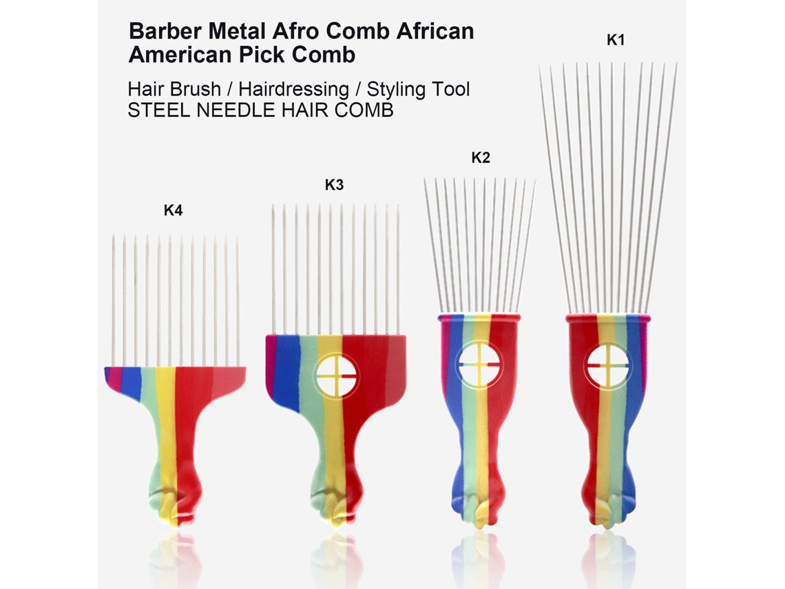 2026 peine Afro de Metal para Barbeiros Cepillo de Cabelo Ferramenta de Estilismo Cabeleireiro