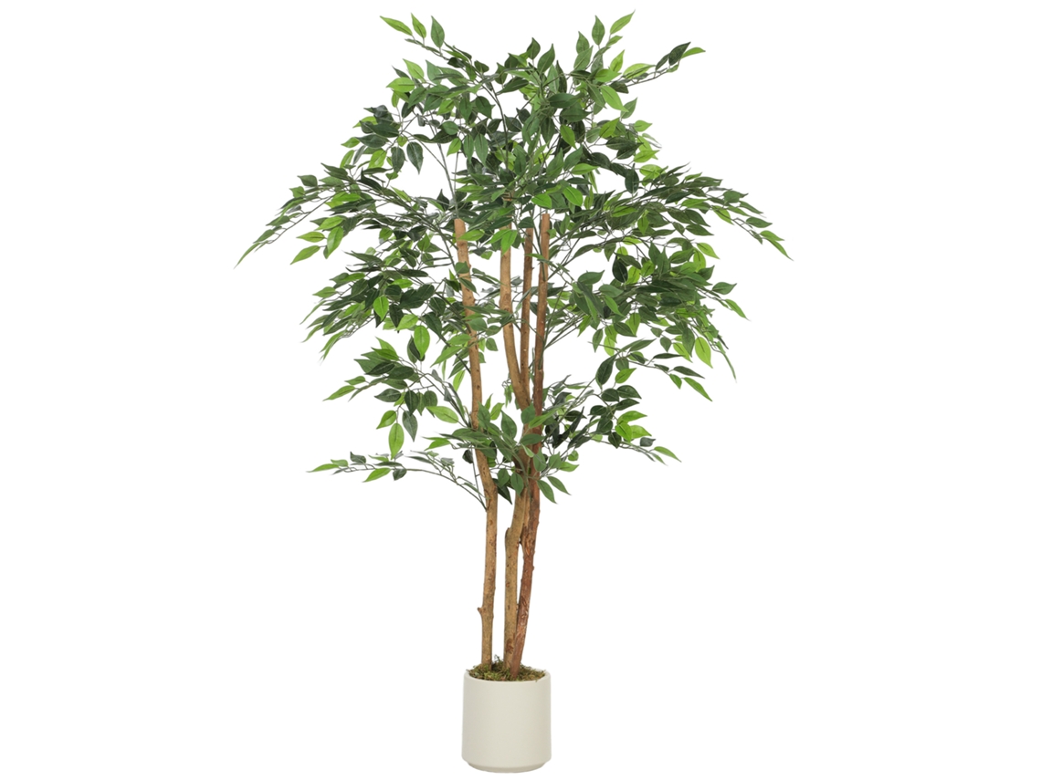Ficus Artificial 150cm com 1116 Folhas e Vaso planta Decorativa Verde para Interior BTFORUS