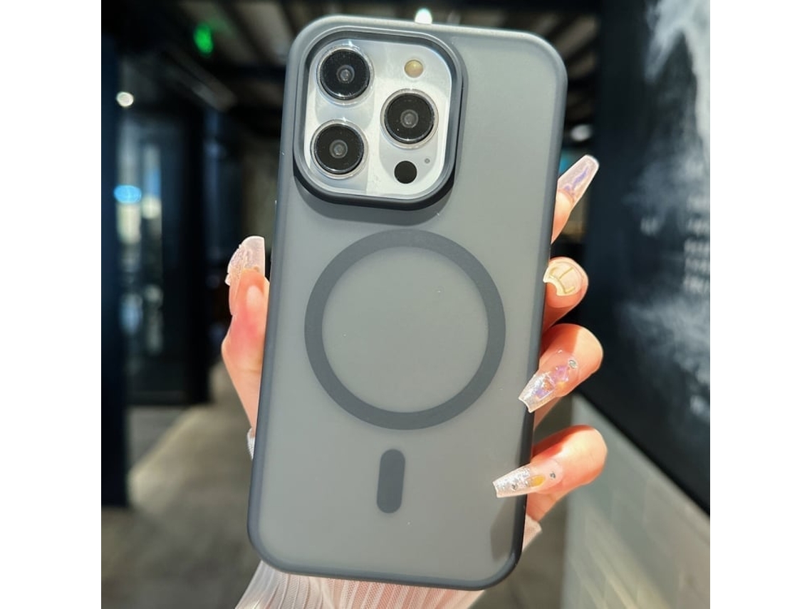 Capa Transparente Híbrida Para Iphone 15 Pro Max - Tpu E Pc Com Magsafe - Preta