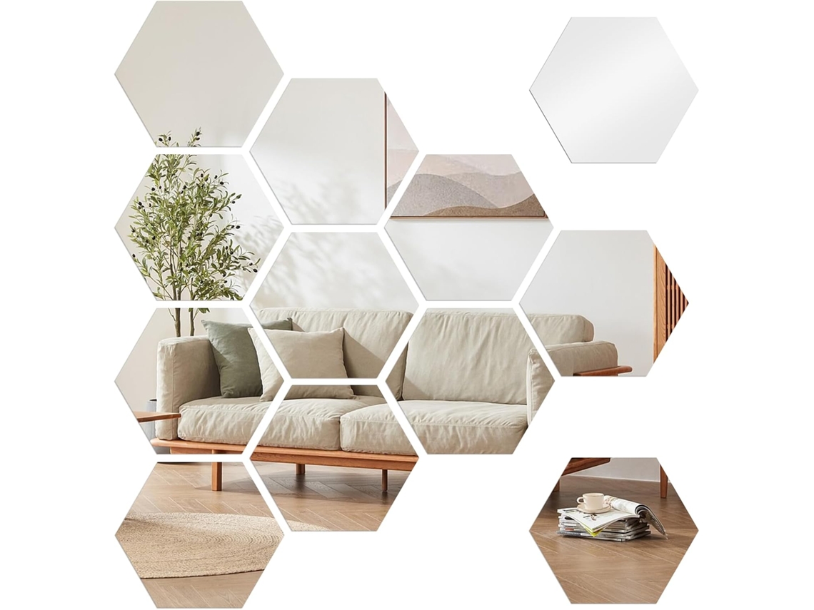 12 Pcs 180*156*90mm Espejo Hexagonal 3d Adesivos de Parede Prata ZYBLSSBB