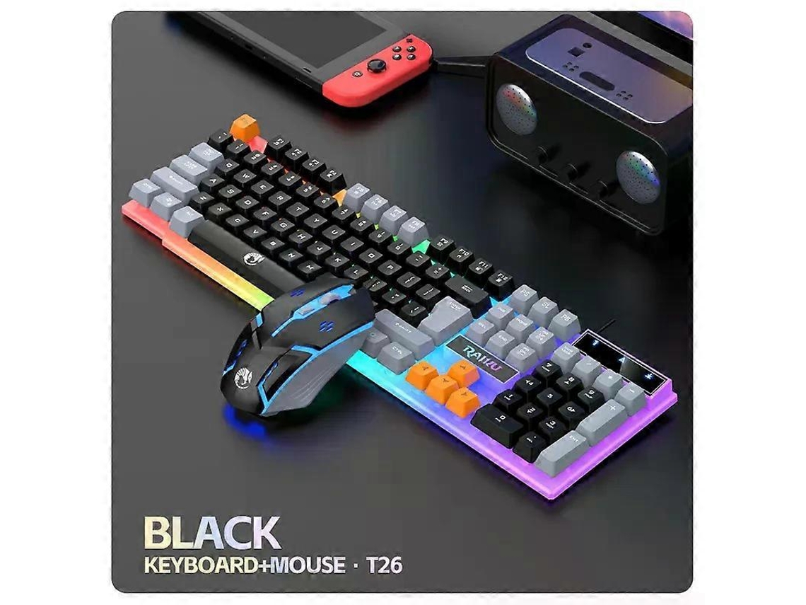 Raiku T26 Teclado E Mouse Único Com Três Tons, Teclado Luminoso, Conjunto De Teclado Mecânico Para Jogos Com Fio Ly Ebike