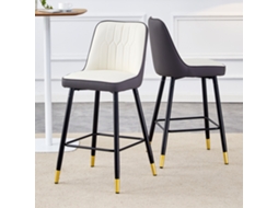 Par Banquetas Bar 100cm Pu Branco Cinza Estrutura Preta
