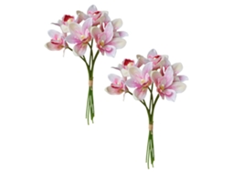 Laxiscreed Flores Artificiais Pink E Roxo, 2 Unidades Com 6 Cabeças Para Decoração De Interior