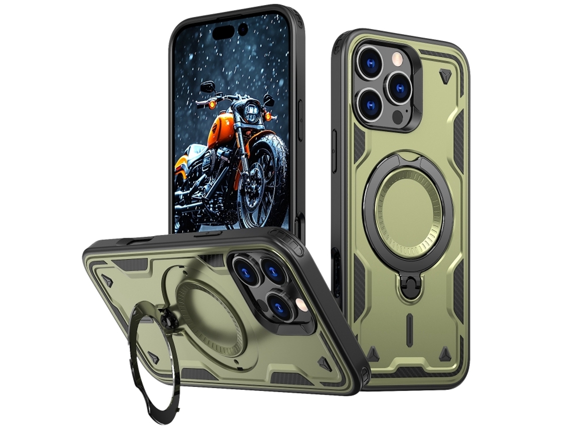 Capa Armor Híbrida Pc Tpu Para Iphone 16 Pro Max - Suporte De Anel Magsafe