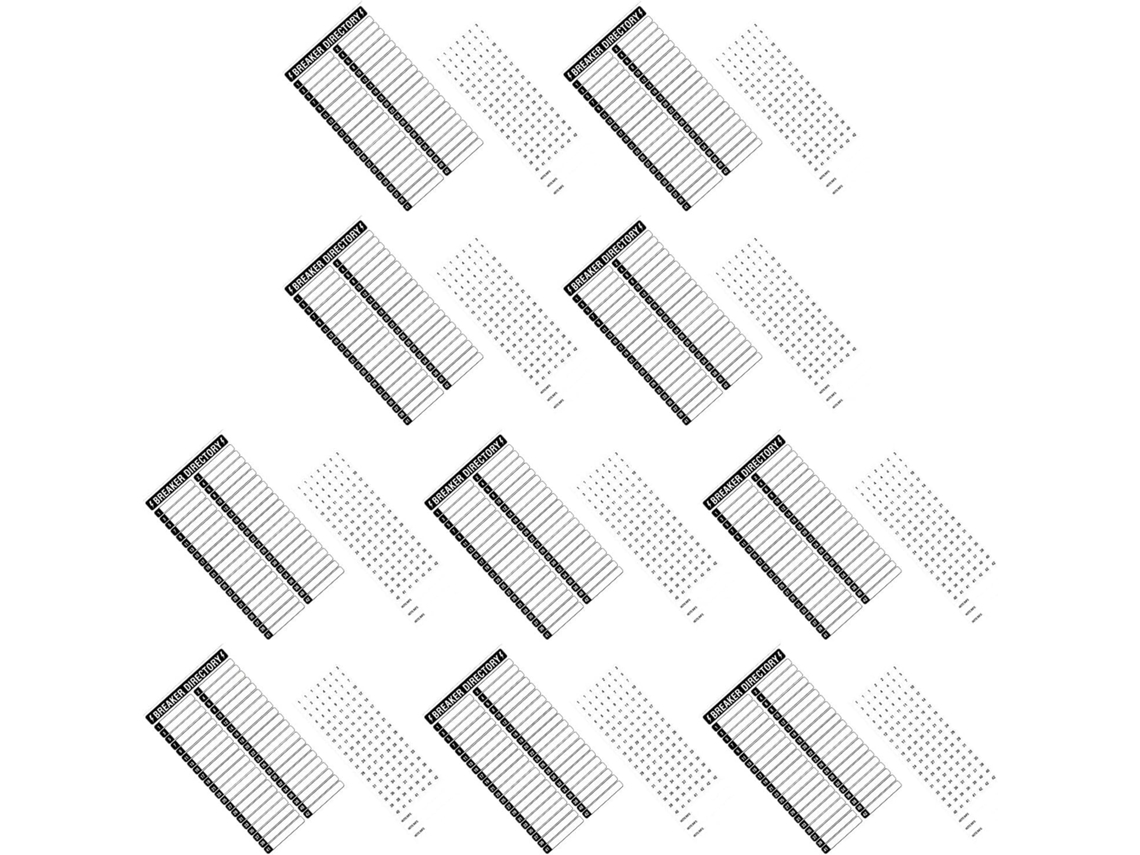 Conjunto de 10 Adesivos Pretos Pvc Resistentes a Rasgos para Caixas Elétricas, com Etiquetas Transparentes, Pa