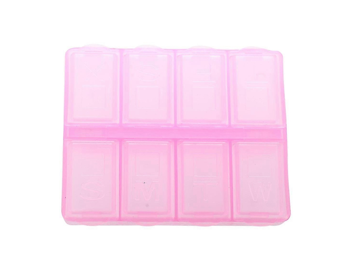 Caixa De Comprimidos Retangular De Plástico Com 8 Compartimentos, Rosa. Nostalgia88