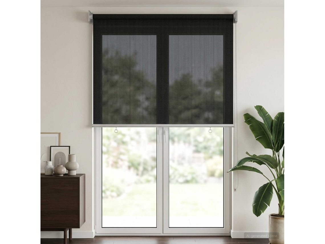 Vidaxl Persiana Rolô Externa Com Bloco De 90% Uv Preto 80 X 230 Cm
