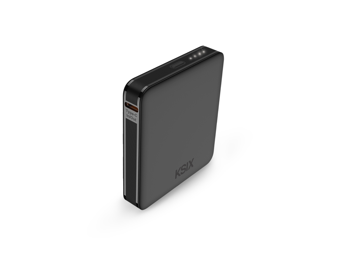 Powerbank Ksix Nano 5.000 Mah, Tamanho De Bolso, Fornecimento De Energia, 20 W, Cabo Usb-c Para Usb-c, Indicadores Led, Preto
