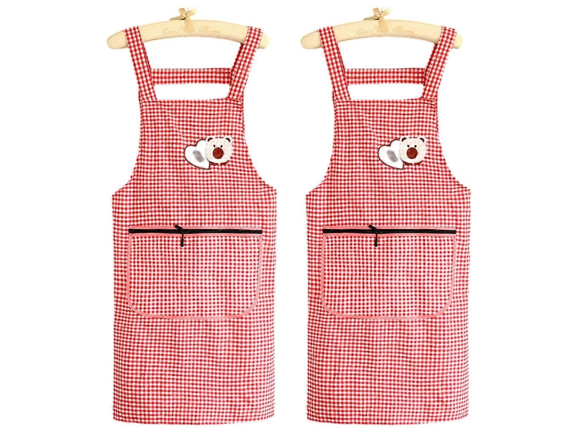 Aventais de algodão novos, impermeáveis e resistentes a óleo, cintos de cozinha reutilizáveis, tamanho único, 2 unidades, vermelho.