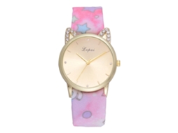 Relógio de Pulso Feminino Lvpai Quartzo Pulseiro de Tecido Rosa Elegante Casual