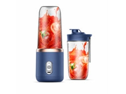 Liquidificadora Portátil Recarregável Azul, 1200 Mah, 6 Lâminas, 2 Copos Com Tampa Desportiva