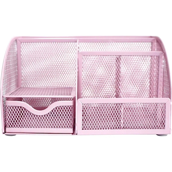 Organizador de Mesa para Escritório com 7 Compartimentos+ Gaveta Porta, Canetas/ Organizador Multifuncional Ex348 Rosa BRILVIBERA