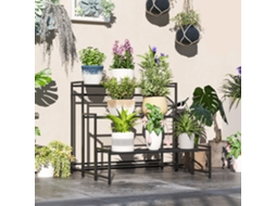 Soporte Para Plantas De Tres Niveles Con Diseño En Escalera Y Estructura Metálica Resistente Para Interior Y Exterior