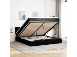 Estrutura De Cama Otomana Com Colchão 180x200 Cm Tecido Preto