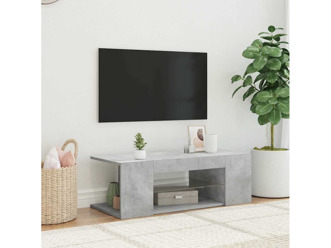 Vidaxl Móvel De Tv Com Luzes Led 90x39x30 Cm Cinzento Cimento