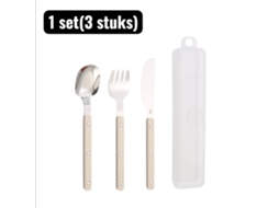 Conjunto De Talheres 304 Em Aço Inoxidável Com Rebites, Contendo Faca, Garfo E Colher, Cor Creme‑branco, Para Adultos E Crianças