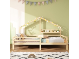 Cabine-cama 90x200cm Em Madeira Maciça - Com Prateleiras - Natural