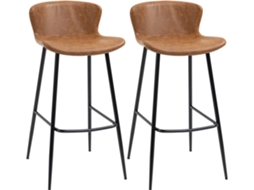 Conjunto de 2 Bancos Altos Couro Pu, Espuma e Aço Cor Marrom 45x49x94,6 cm Homcom