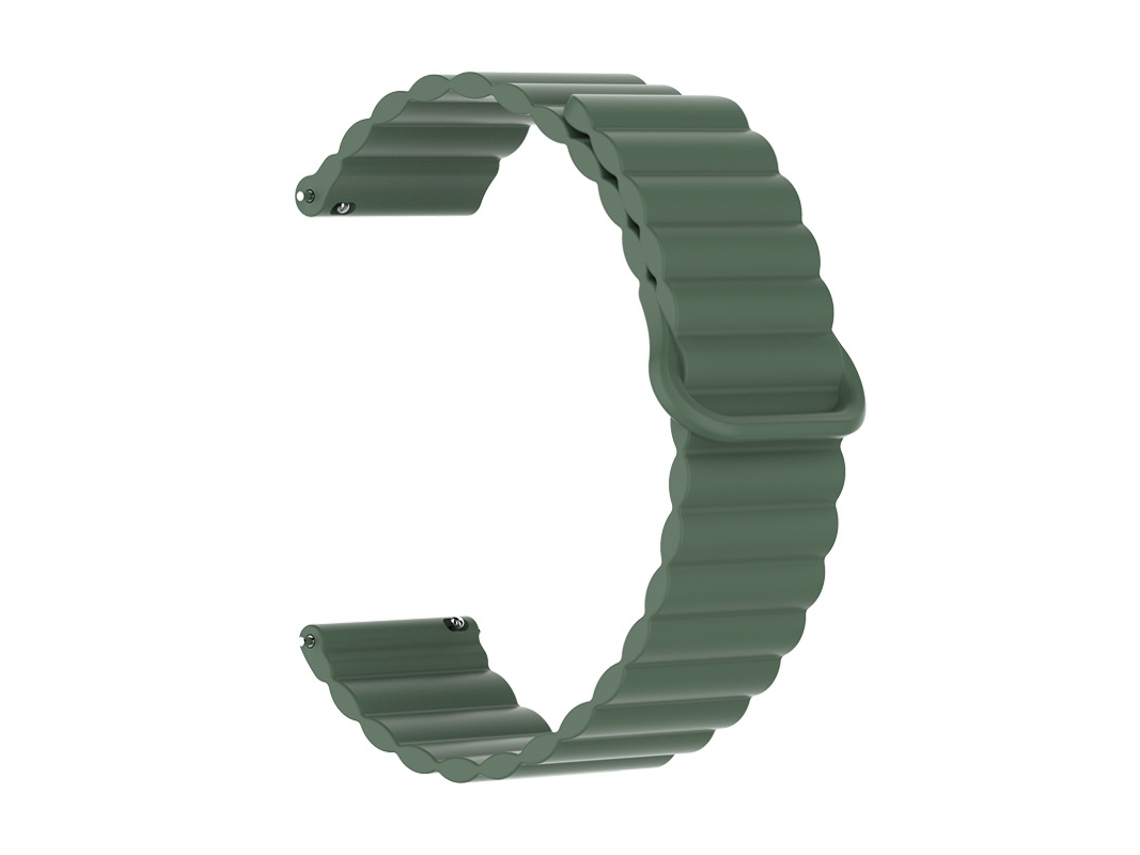 Pulseira De Silicone Com Fecho Magnético Para Smartwatch Huawei Gt6 Gt5 Samsung, Verde Militar Bicolor, 20mm