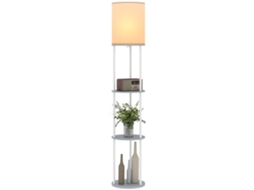 Candeeiro De Pé Com Prateleiras 3 Temperaturas De Cor Controlo Remoto E Casquilho E27 Ø29x158 Cm Cinzento