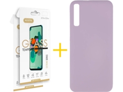 Kit Capa e 2 Películas Samsung Galaxy A50 ACCETEL Silicone Líquido (Roxo)