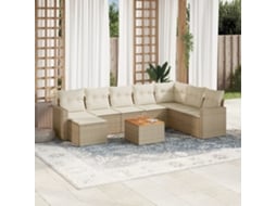 Pcs Conjunto De Sofás P/ Jardim Com Almofadões Vime Pe Bege Dkd Home Decor