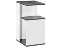 Mesa de Cabeceira com 2 Prateleiras, 35x29,5x60 Cm, Cinza e Branco | S/MARCA