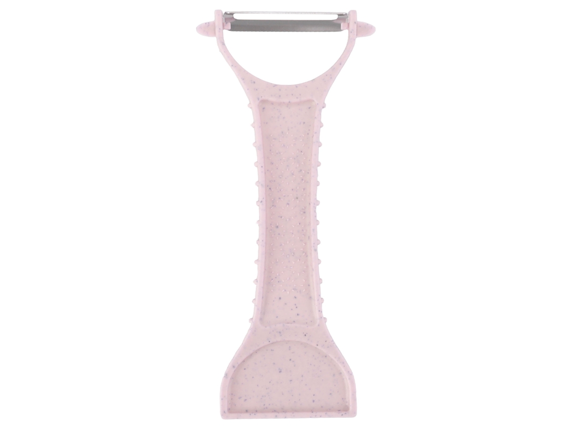 Descascador de Legumes e Frutas em Aço Inoxidável, Ergonômico, Rosa
