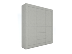 Aparador alto Elios em cashmere com 5 portas e 3 gavetas, 150 x 35 x 165 cm
