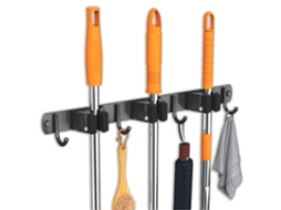 Suporte Vassoura Rodo Inox Parede, Organizador Cozinha Jardim 3 Conjuntos Pretos