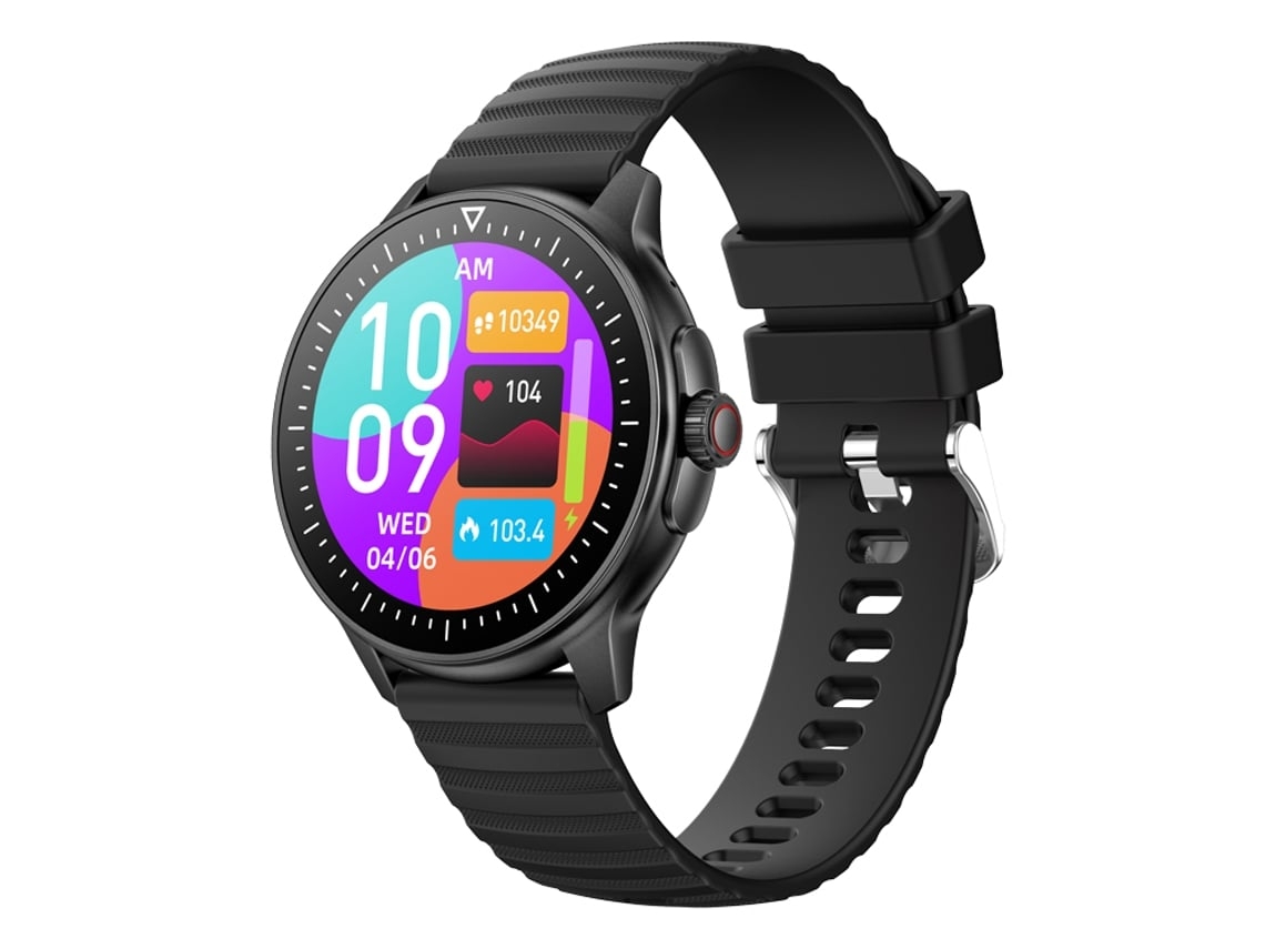 5.1 Relógio Conectado com Microfone e Pulseira de Silicone com Riscas Preto