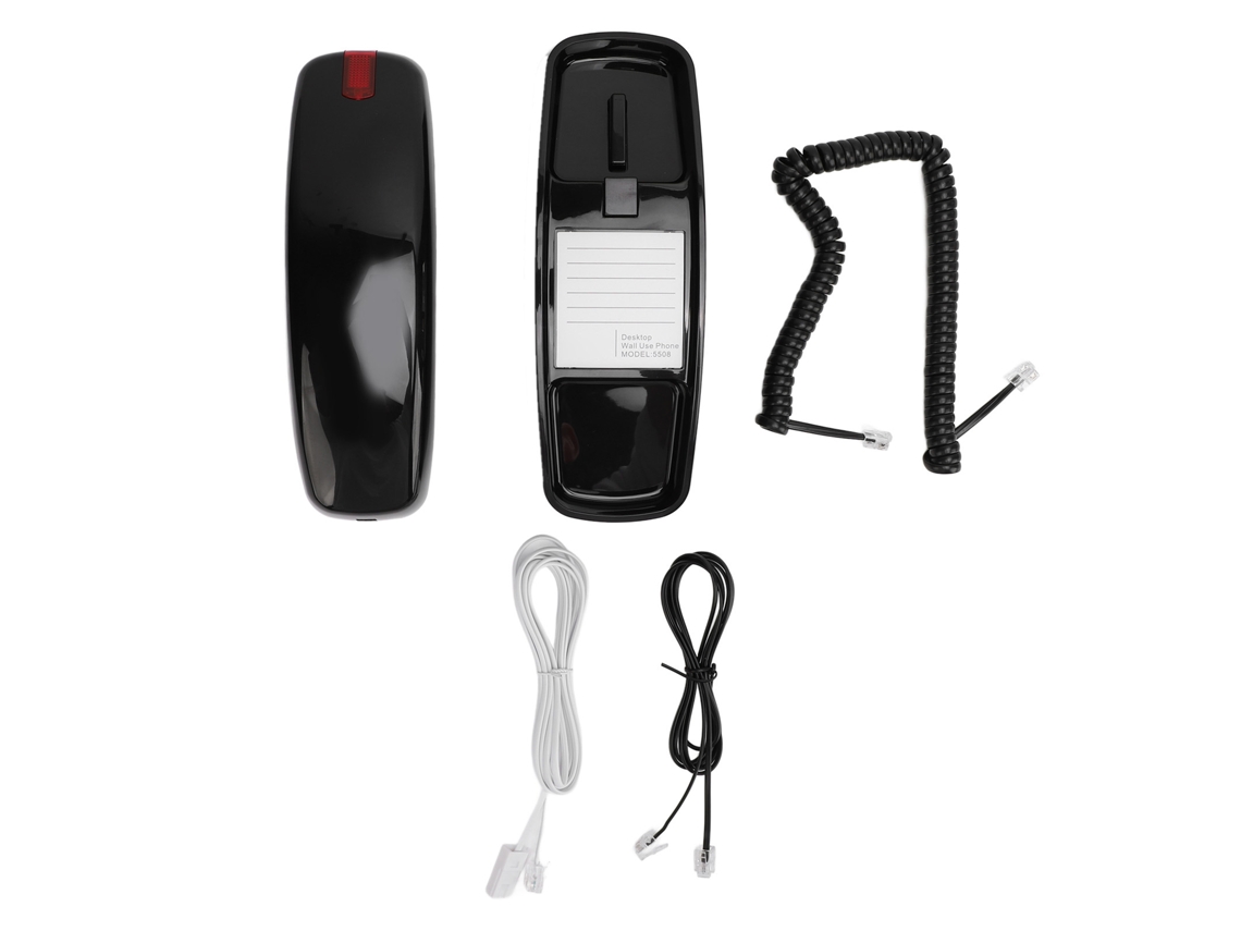 Telefone Fixo com Fio para Casa Grande Botão Controle de Volume Apoio Auditivo Montável na Parede Preto