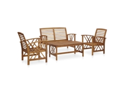 Conjunto Lounge 4 Peças Jardim Madeira De Acácia Maciça Dkd Home Decor