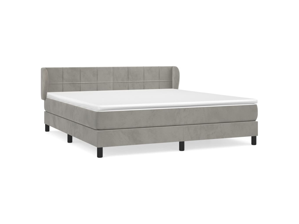 Cama com Molas e Colchão Veludo Cinzento Claro MAISON EXCLUSIVE (180x200 cm)