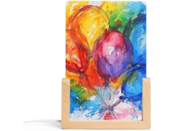 Luminária Noturna Acrílica com Design Colorido Balão e Base de Madeira LED Moderna para Decoração de Casa, com Cabo USB E