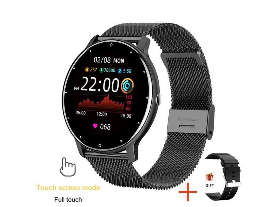 Smart Watch Zl02D Chamada Bluetooth Exercício de Oxigênio no Sangue com Frequência Cardíaca Milão Preta GODTVAGT