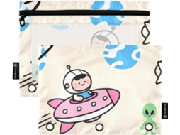 Pasta Organizadora Com Estampa De Estrela Desenho Animado, Janela Transparente, Estojo Grande Com Zíper, Janela