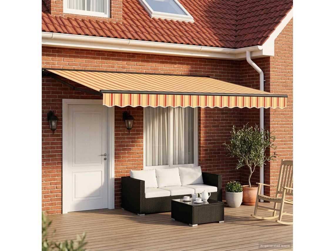 Vidaxl Toldo Retrátil Elétrico Amarelo, Laranja, Antracite 4 × 3 M
