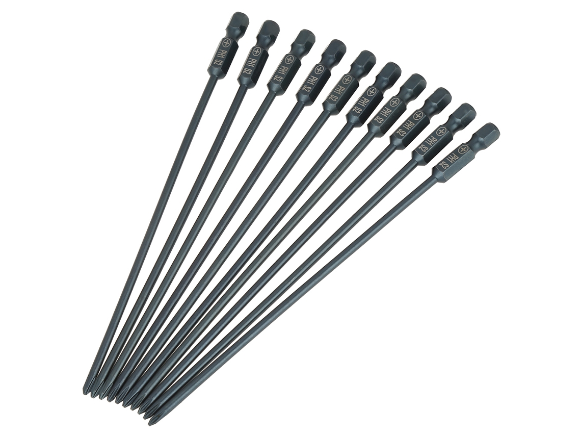 Conjunto de Broca de Rosca Ph1 Aço S2 10pcs 1/4 Hex 150mm